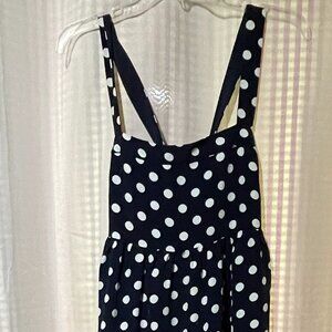 English Factory Womens Navy Blue White Polka Dot Sun Dress Size Medium